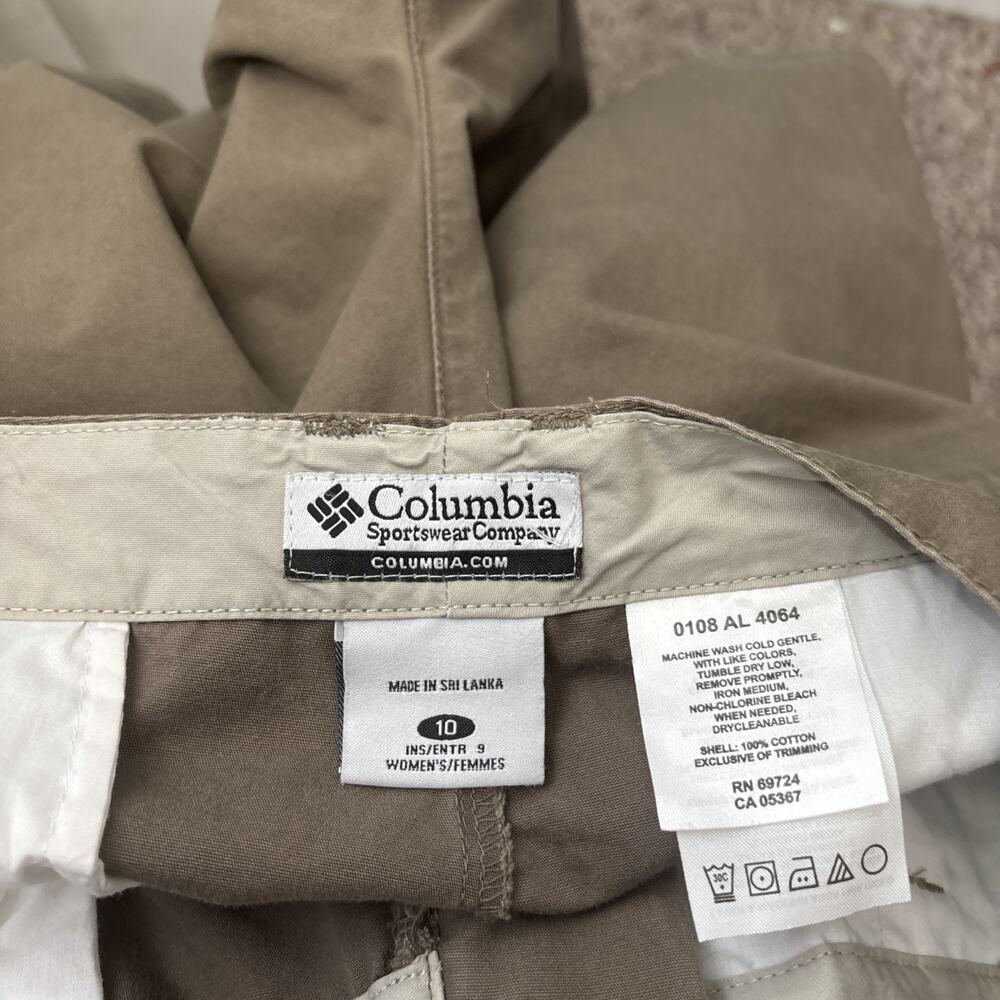 Columbia Canvas Shorts Womens Size 10 Khaki Brown Hiking Gorpcore Granola Girl - Picture 5 of 9